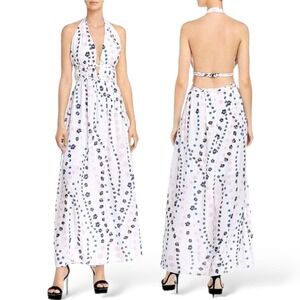 AQUA Maxi Floral Dress Halter Neck A-Line Spring Resort Summer Chic Small